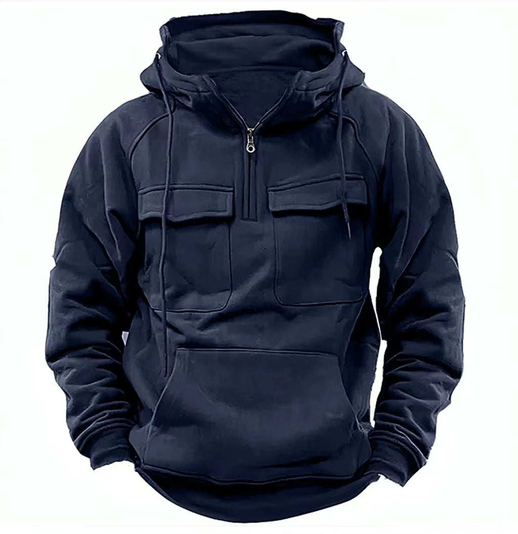 Hoodie Zippé Cordon Poche Homme Fashion — vue 2 — AZOTH