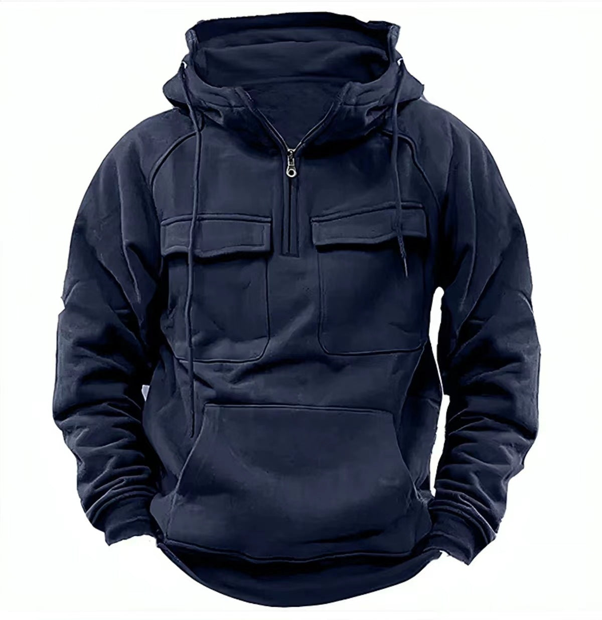 Hoodie Zippé Cordon Poche Homme Fashion — vue 2 — AZOTH
