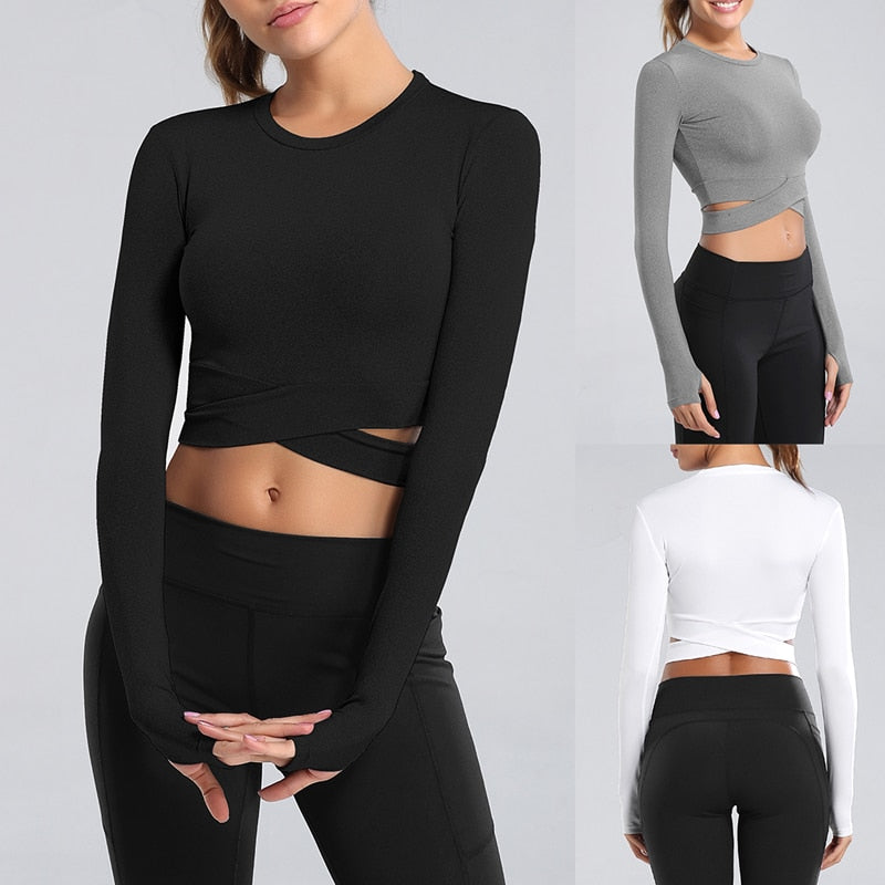T-Shirt Crop Yoga Sport Femme — AZOTH