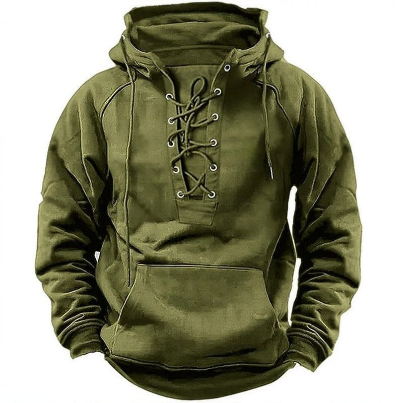 Hoodie Lacets Casual Sport Poche Homme — vue 2 — AZOTH