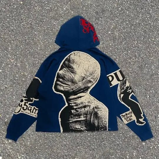 Hoodie Vintage Gothic Street Loose — vue 4 — AZOTH
