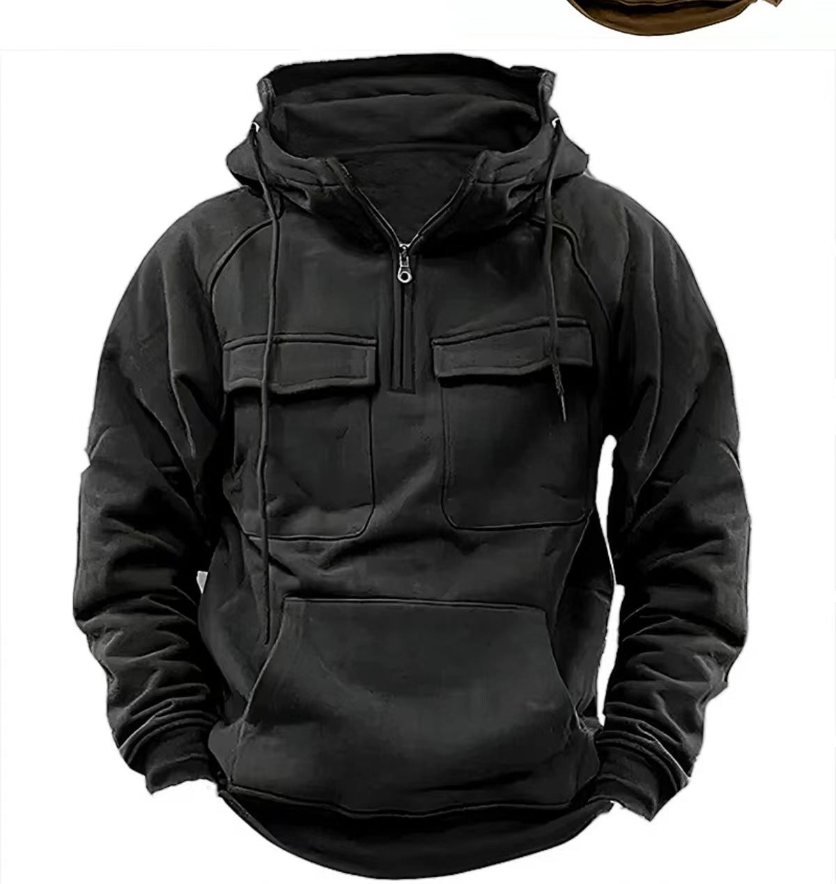 Hoodie Zippé Cordon Poche Homme Fashion — vue 5 — AZOTH