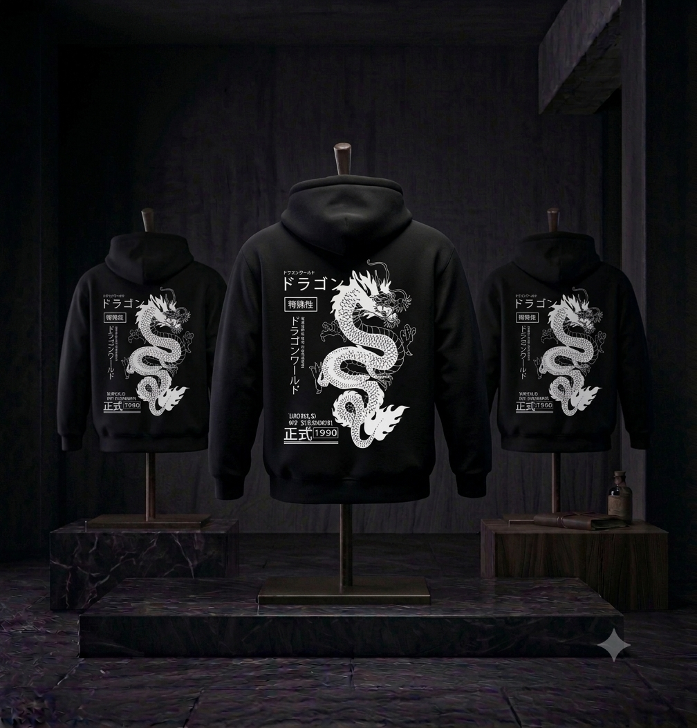 Hoodie Dragon Japonais Imprimé 3D Oversize