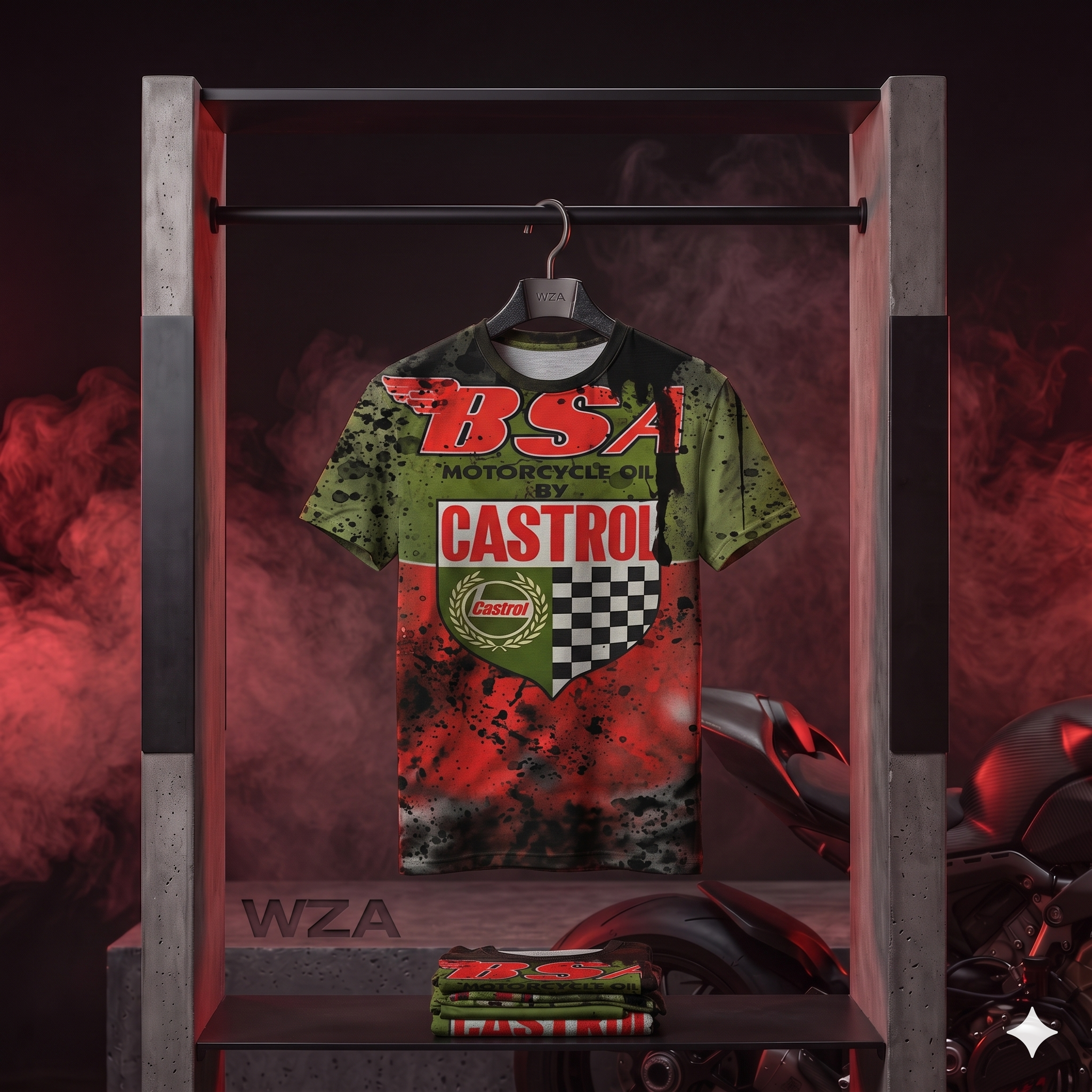T-Shirt Rétro Moto Oversize Homme