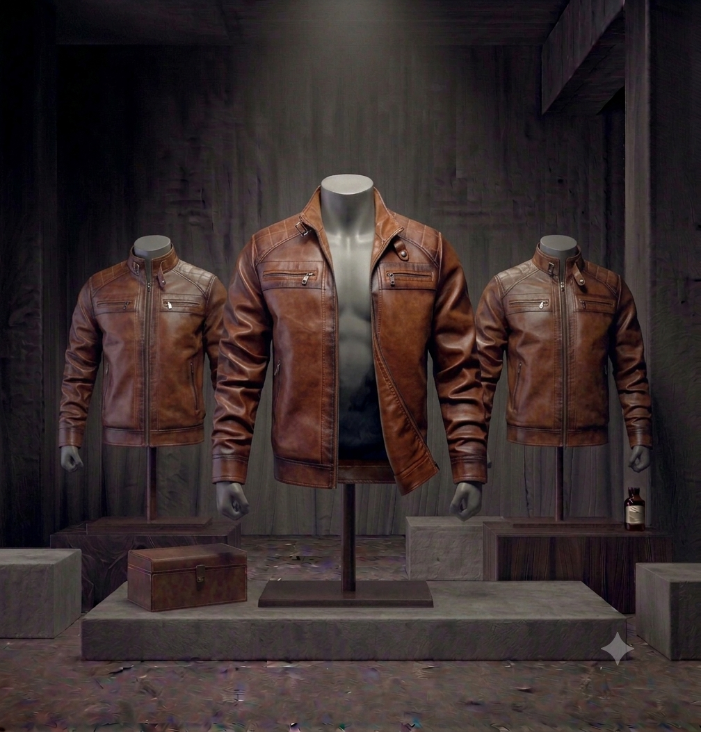 Veste Cafe Racer Cuir Synthétique Rétro Homme