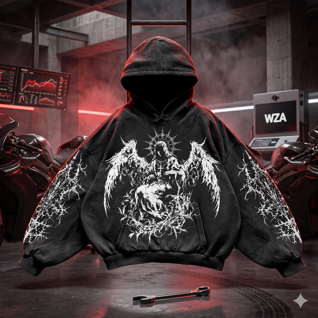 Hoodie Gothic Ange Imprimé Oversize