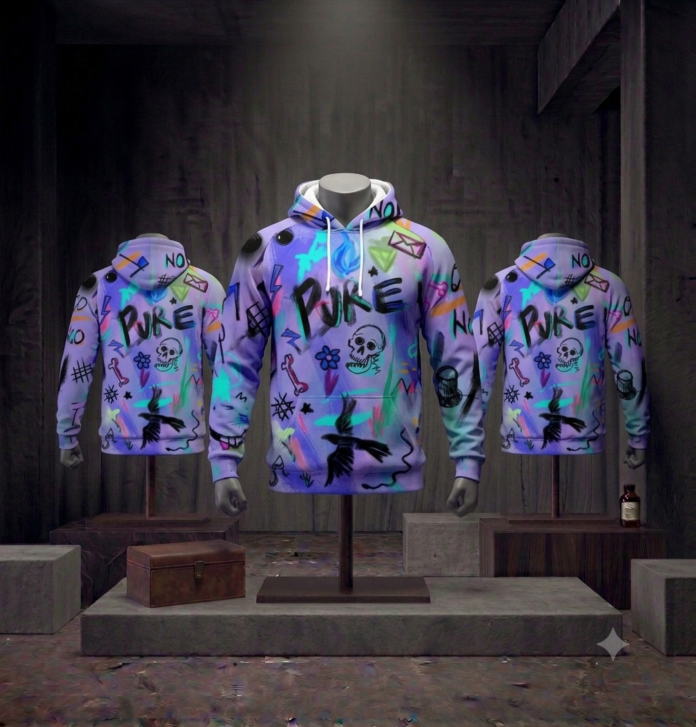 Hoodie Skull Graffiti Peint