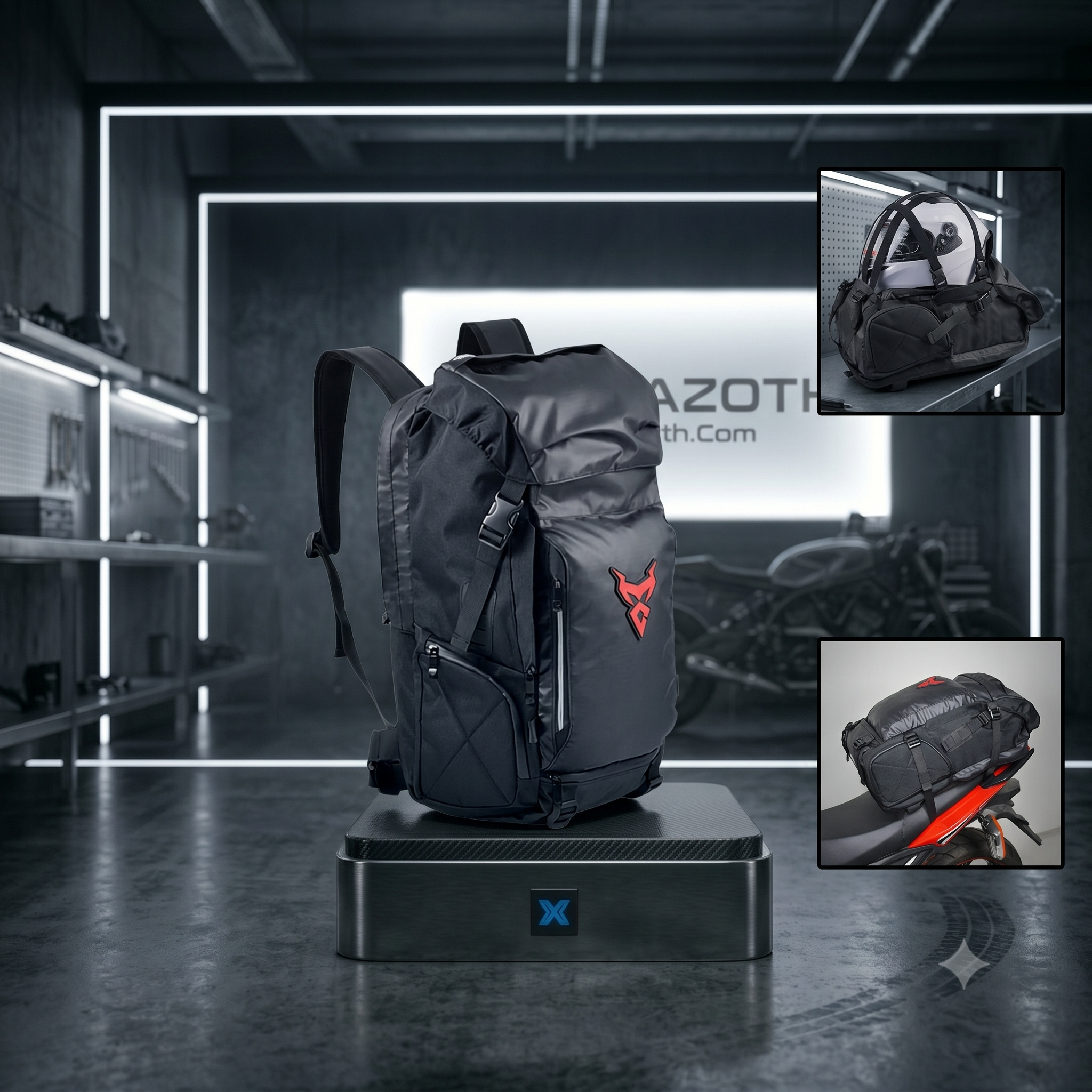 Sac à Dos Moto Multifonction avec Porte-Casque