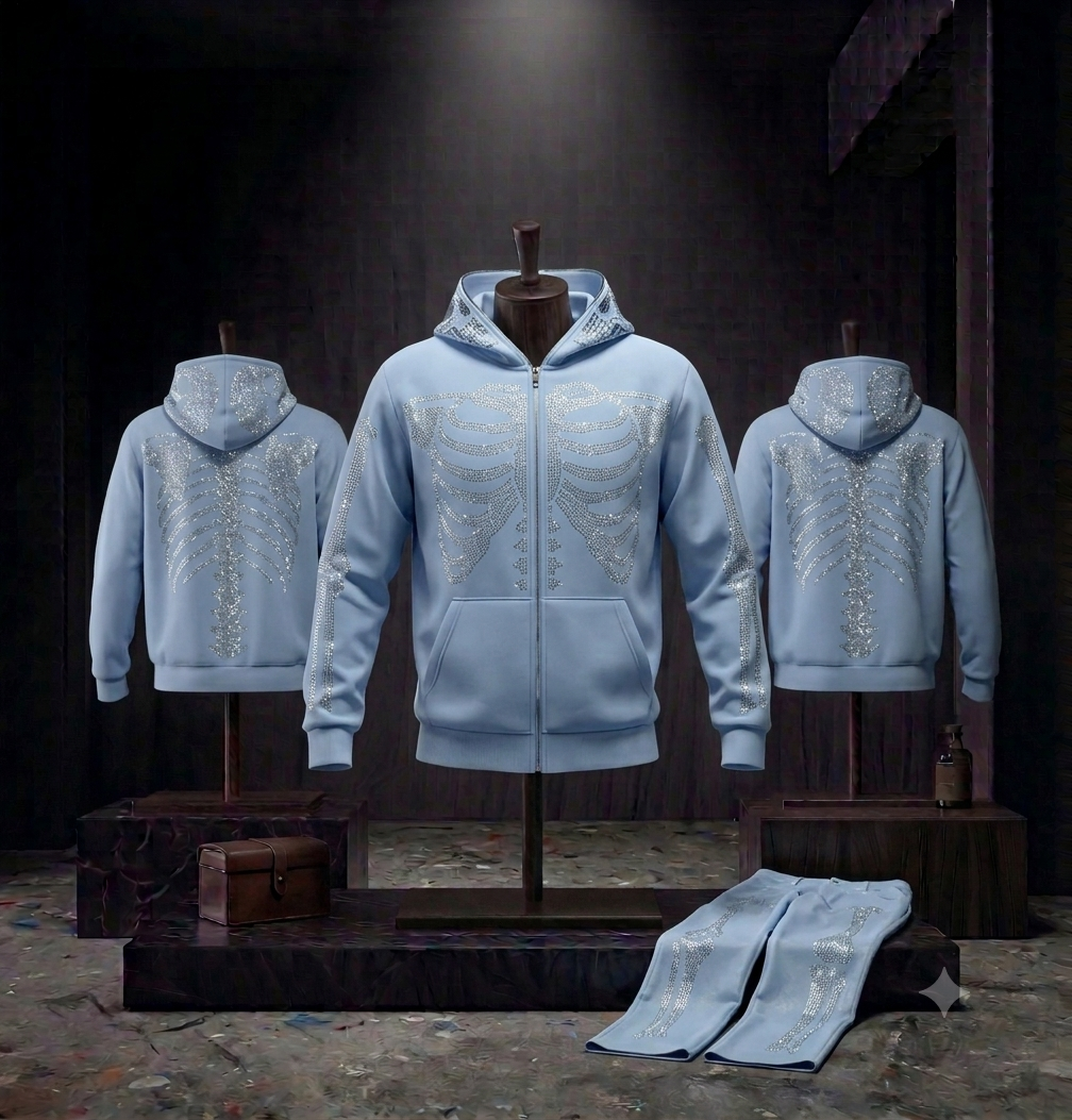 Hoodie Zippé Skull Strass Femme Street