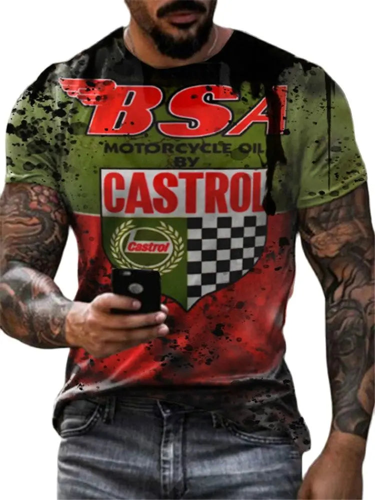 T-Shirt Rétro Moto Oversize Homme