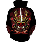 Hoodie Anime 3D Noir Samouraï