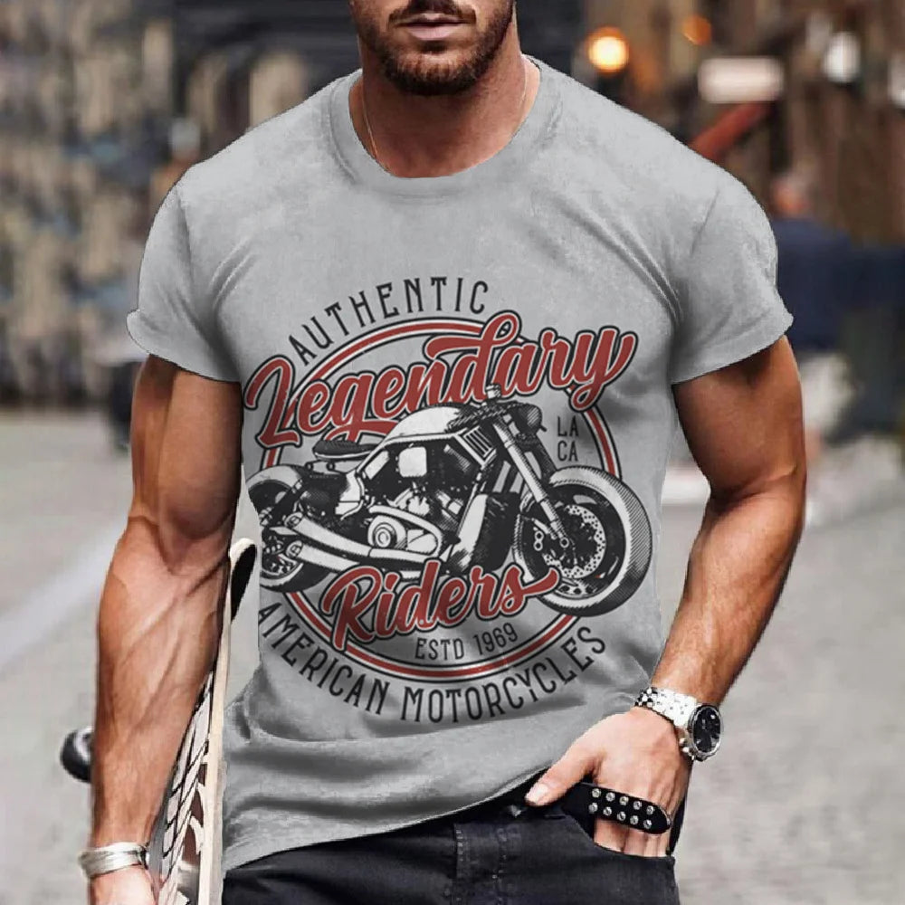 T-Shirt Rétro Moto Oversize Homme
