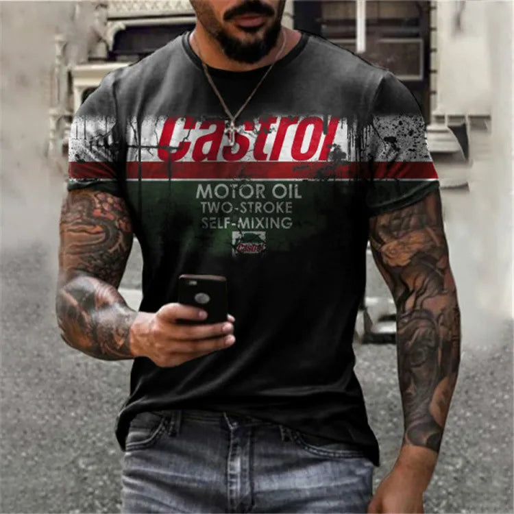 T-Shirt Rétro Moto Oversize Homme