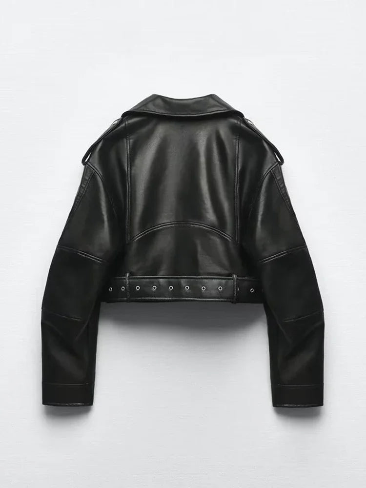 Veste Courte Femme Simili-Cuir Vintage
