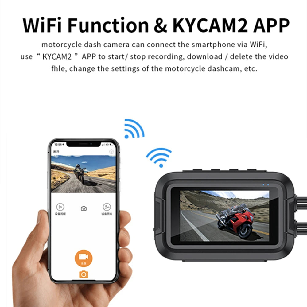 Dashcam Moto 1080P Avant/Arrière GPS