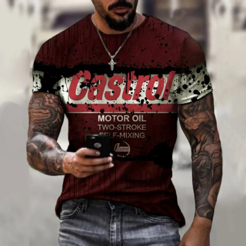 T-Shirt Rétro Moto Oversize Homme