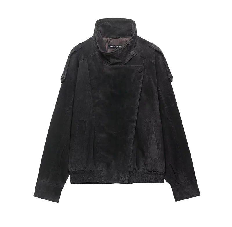 Veste Femme Simili-Cuir Noir Biker