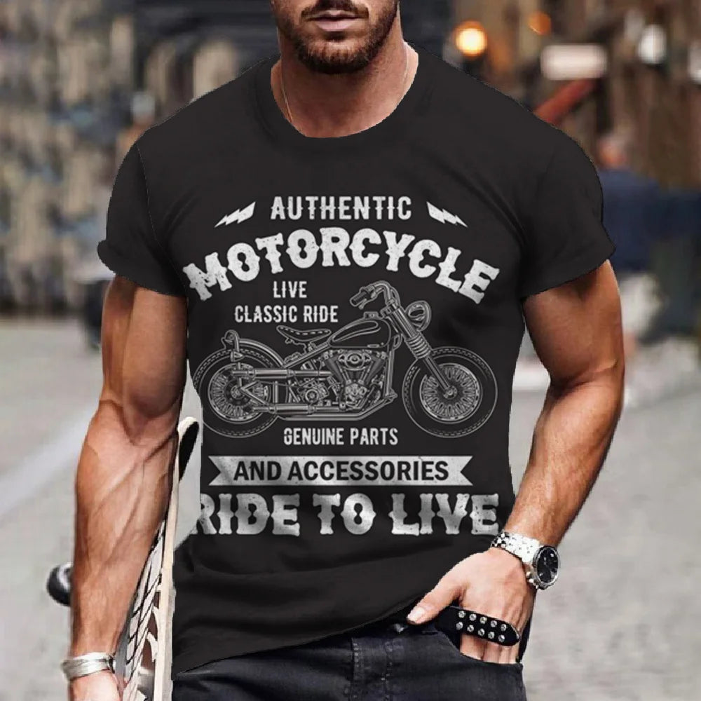 T-Shirt Rétro Moto Oversize Homme