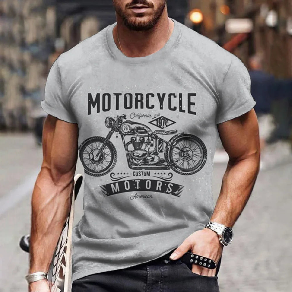 T-Shirt Rétro Moto Oversize Homme