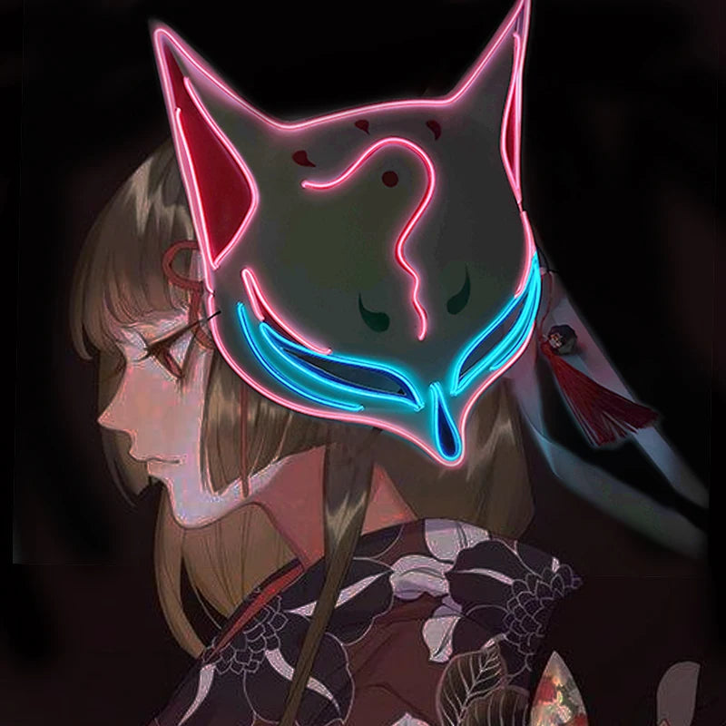Masque LED Kitsune Lumineux