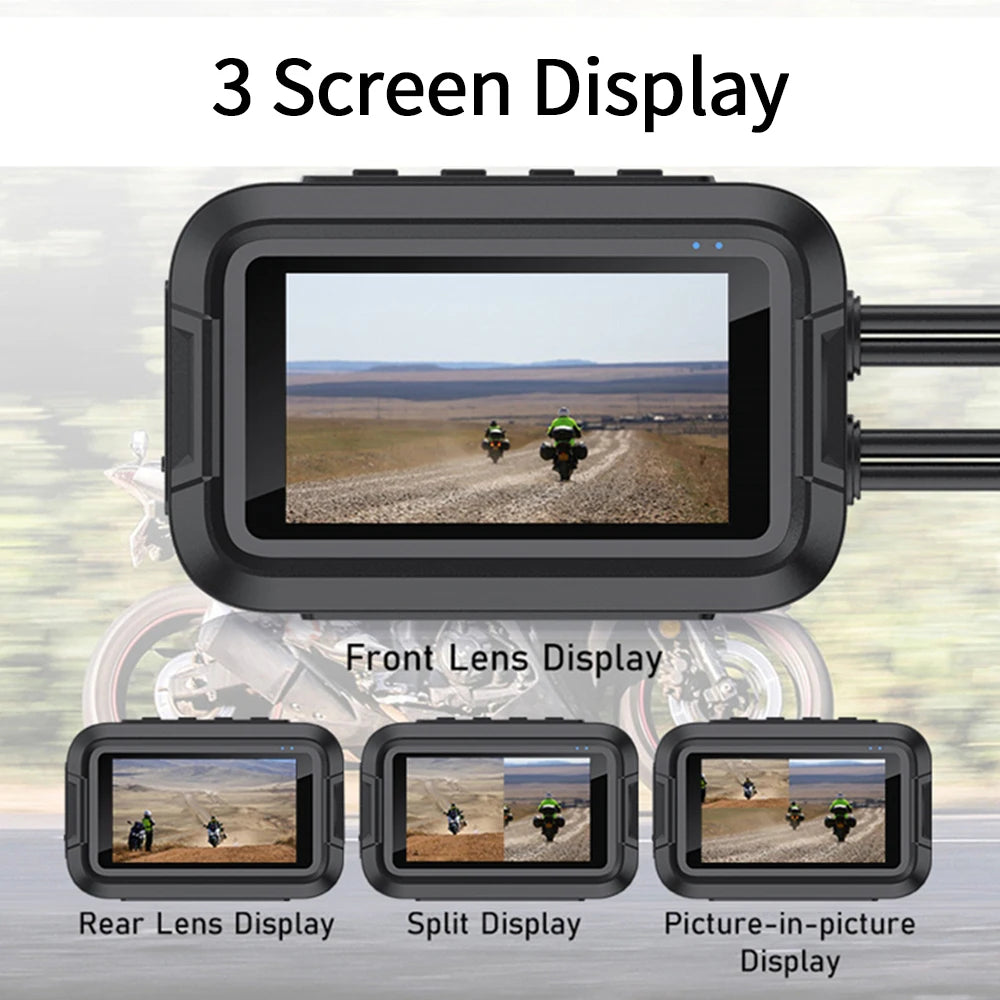 Dashcam Moto 1080P Avant/Arrière GPS
