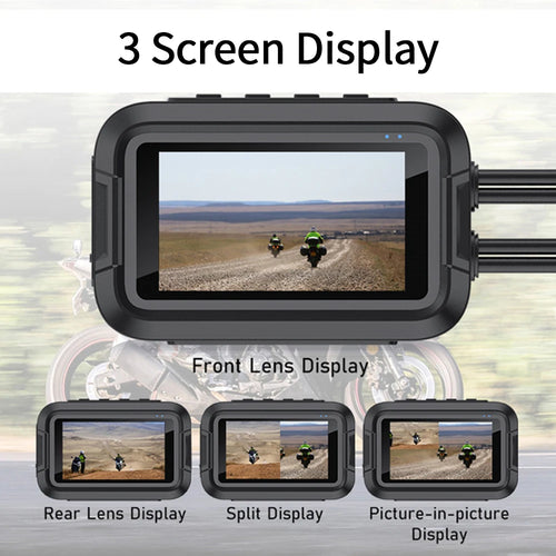 Dashcam Moto 1080P Avant/Arrière GPS