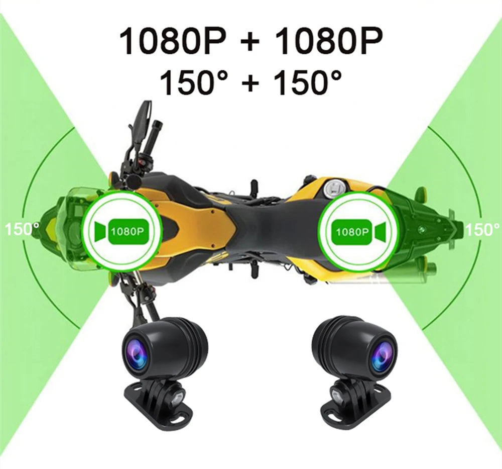 Dashcam Moto 1080P Avant/Arrière GPS