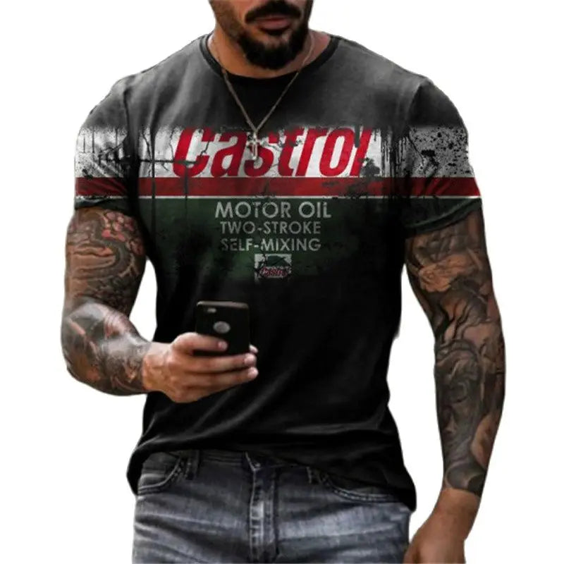 T-Shirt Rétro Moto Oversize Homme