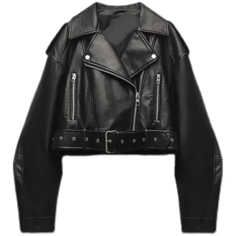 Veste Courte Femme Simili-Cuir Vintage