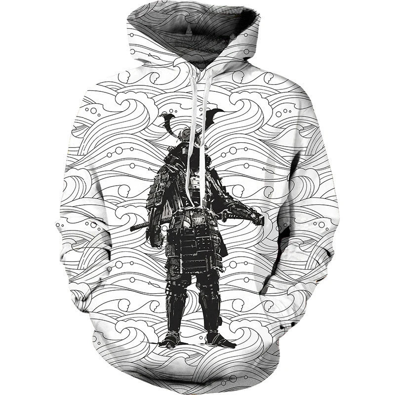 Hoodie Anime 3D Noir Samouraï