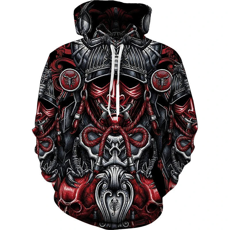 Hoodie Anime 3D Noir Samouraï