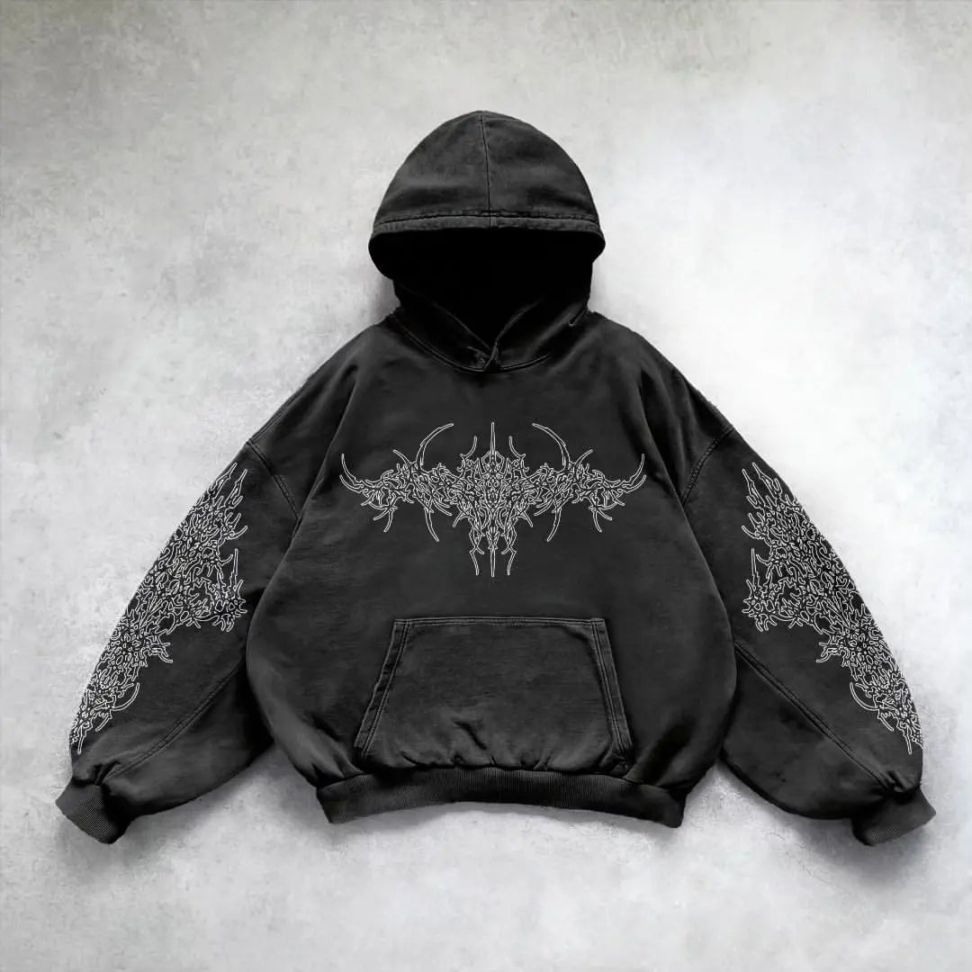 Hoodie Gothic Ange Imprimé Oversize