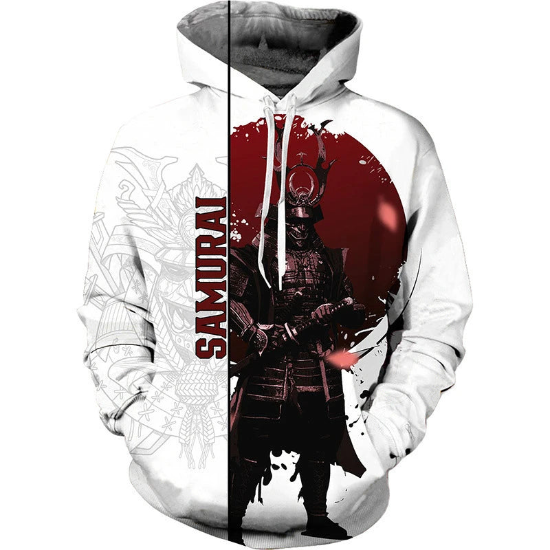 Hoodie Anime 3D Noir Samouraï