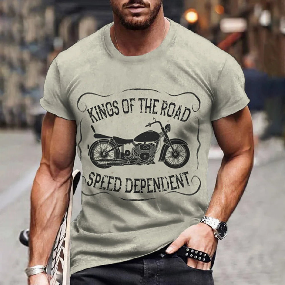 T-Shirt Rétro Moto Oversize Homme