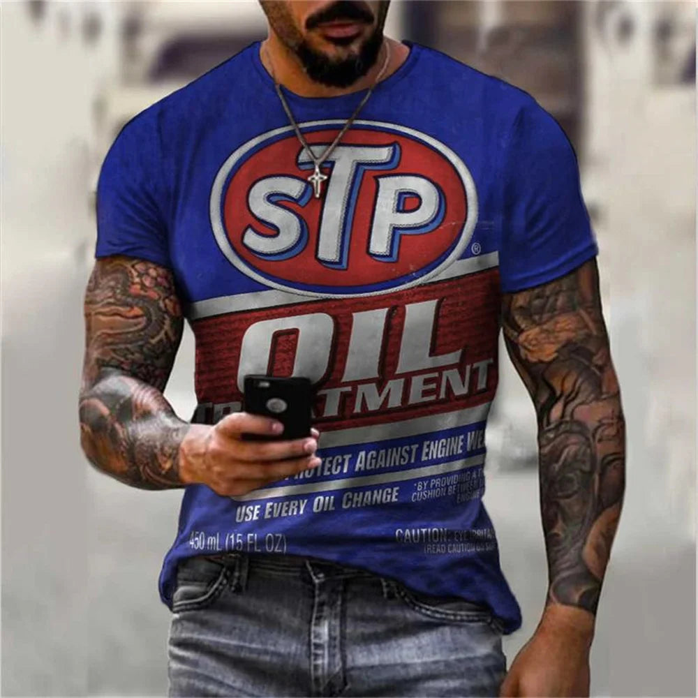 T-Shirt Rétro Moto Oversize Homme