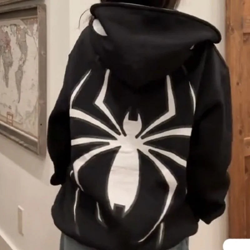 Hoodie Zippé Spider Femme Streetwear