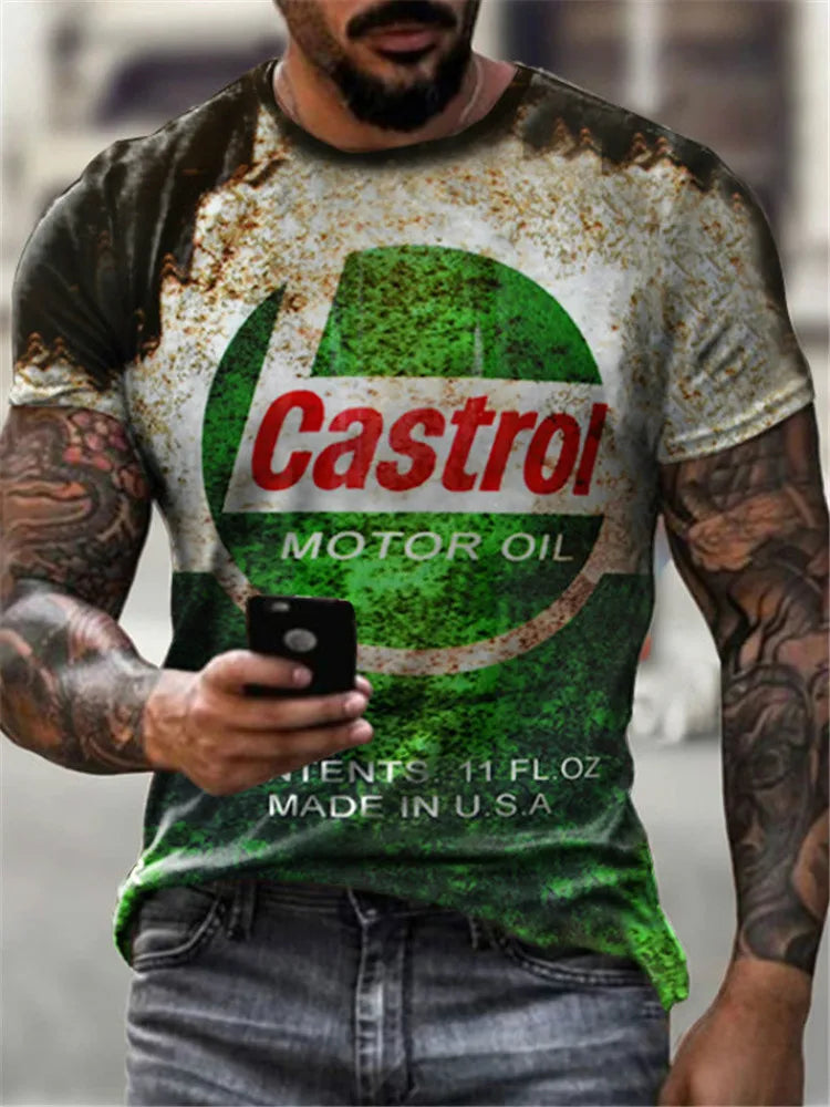 T-Shirt Rétro Moto Oversize Homme