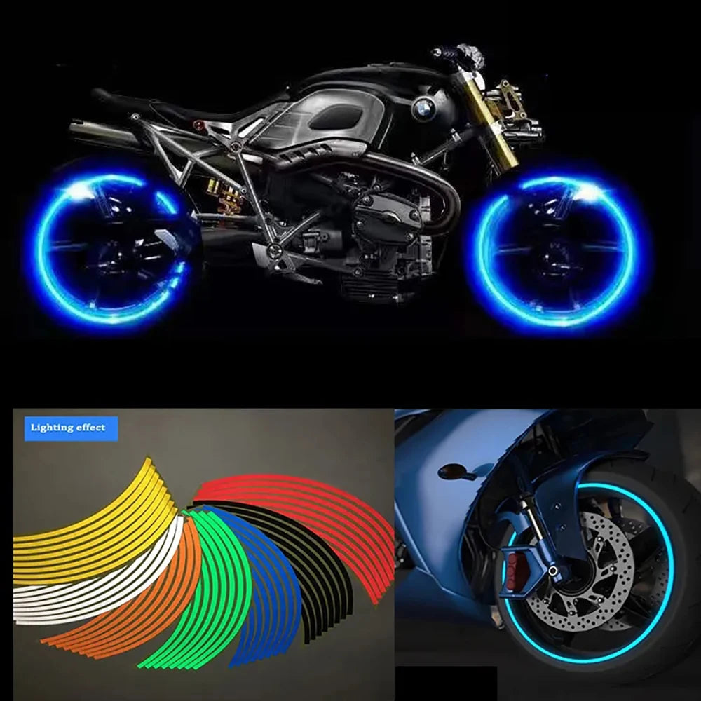 Stickers Réfléchissants Jantes Moto (16 pcs)