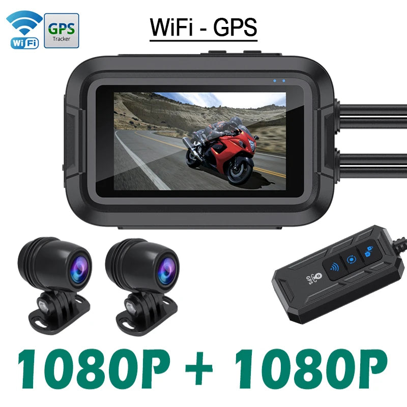 Dashcam Moto 1080P Avant/Arrière GPS