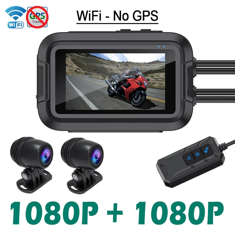 Dashcam Moto 1080P Avant/Arrière GPS