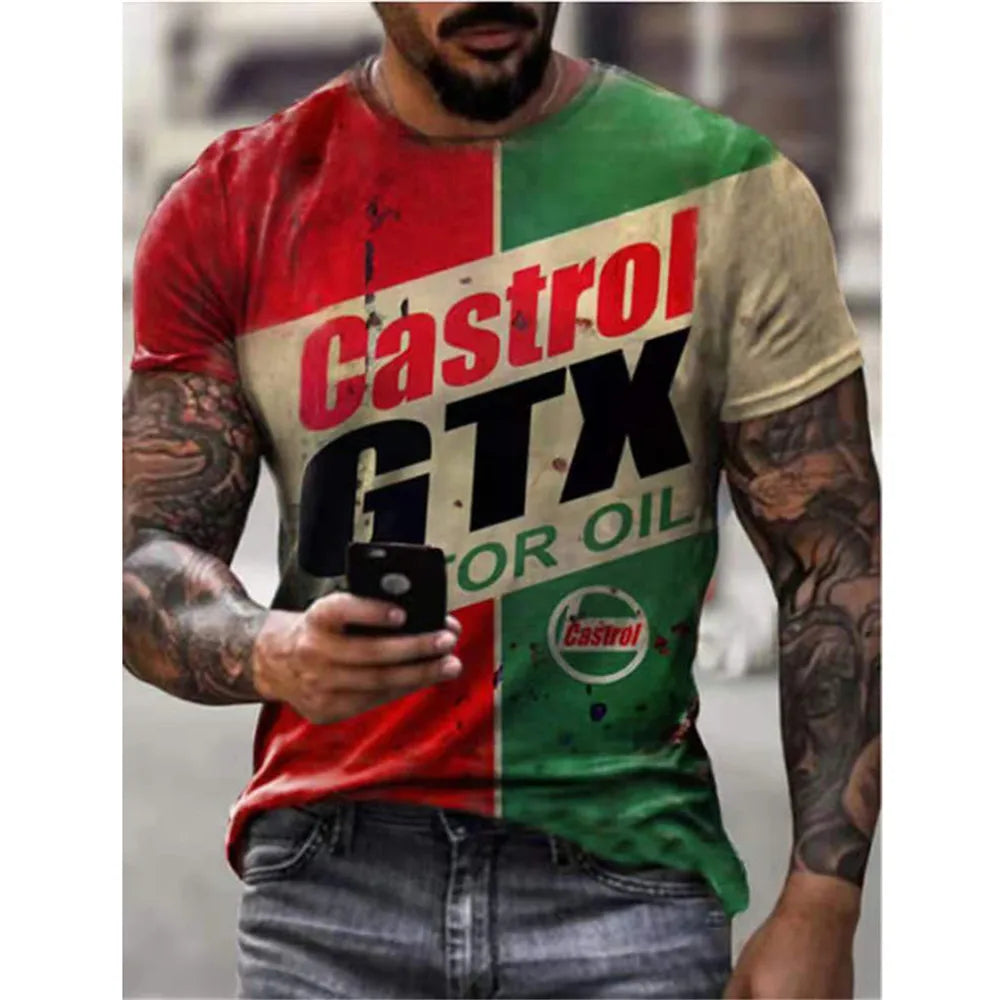 T-Shirt Rétro Moto Oversize Homme