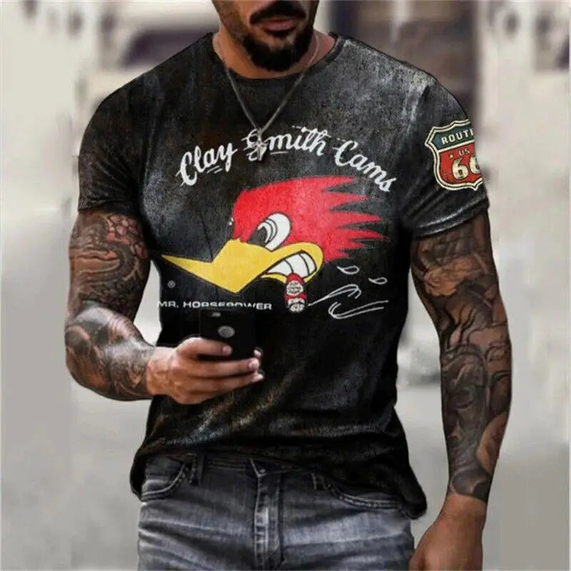 T-Shirt Rétro Moto Oversize Homme