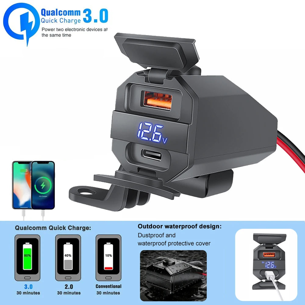 Chargeur USB Guidon Moto 100W