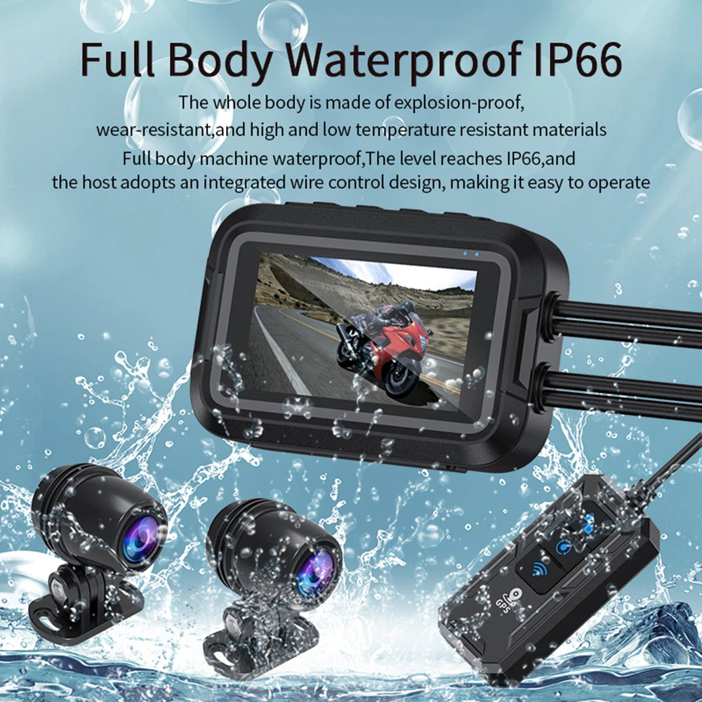 Dashcam Moto 1080P Avant/Arrière GPS