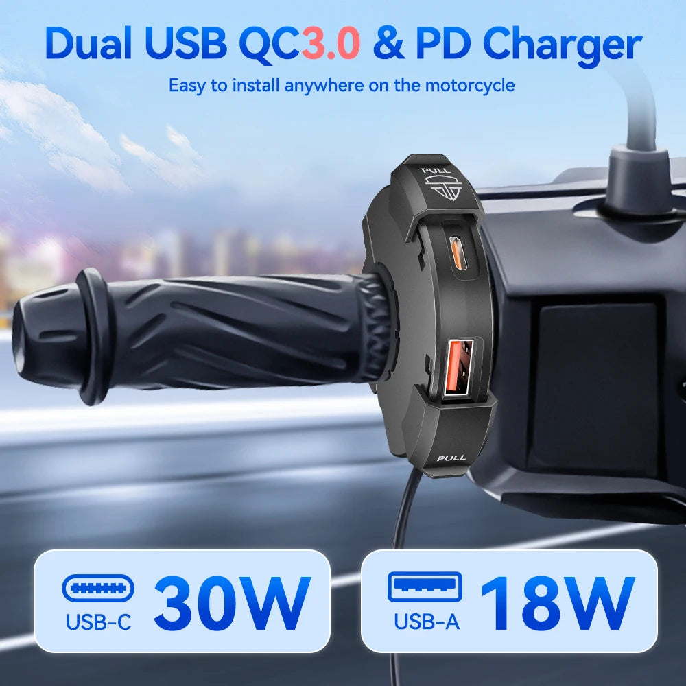 Chargeur USB-C Moto Étanche 30W