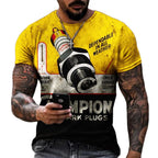 T-Shirt Rétro Moto Oversize Homme