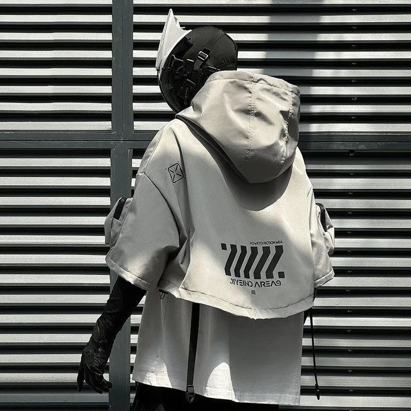 Veste à Capuche Multipoche Techwear