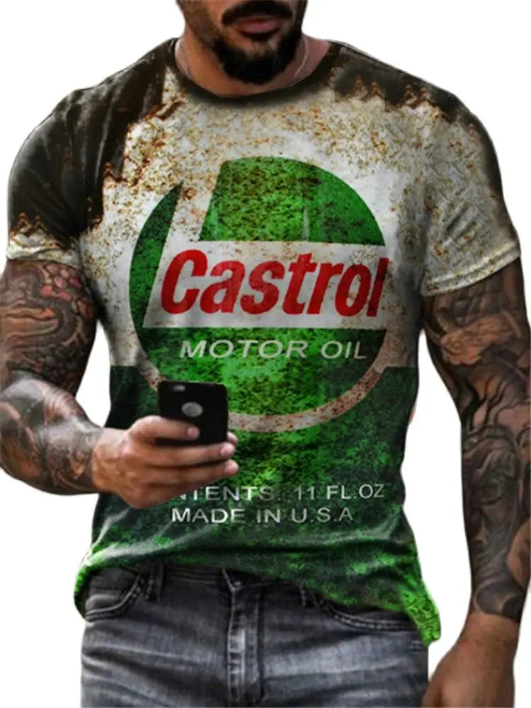 T-Shirt Rétro Moto Oversize Homme
