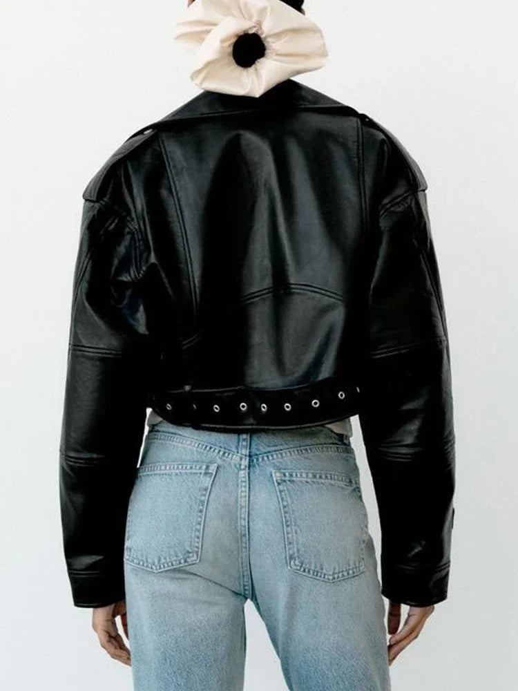 Veste Courte Femme Simili-Cuir Vintage