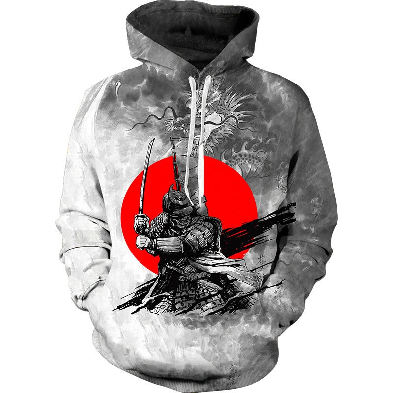 Hoodie Anime 3D Noir Samouraï